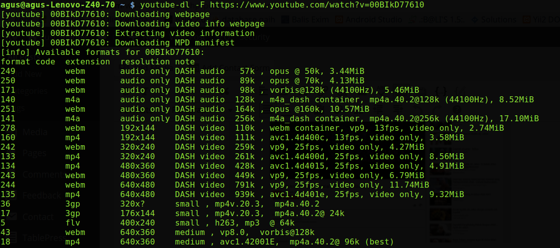 Download video youtube di linux