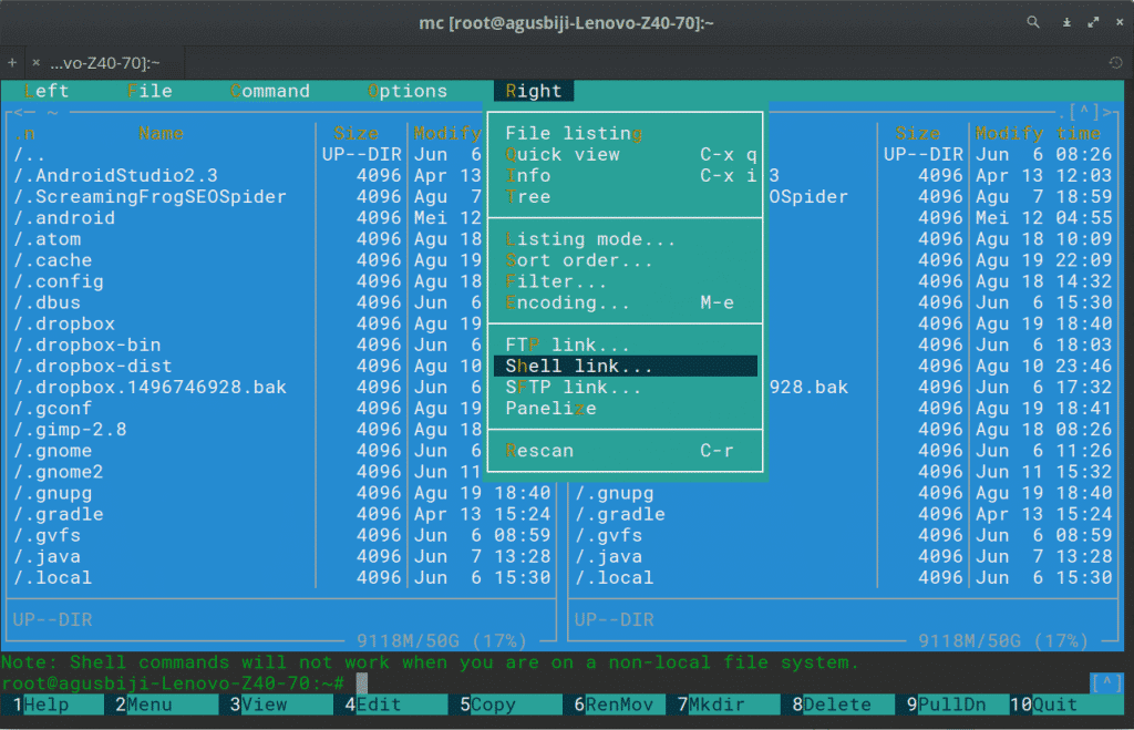 Mengenal Midnight Commander File Manager Mr Agus